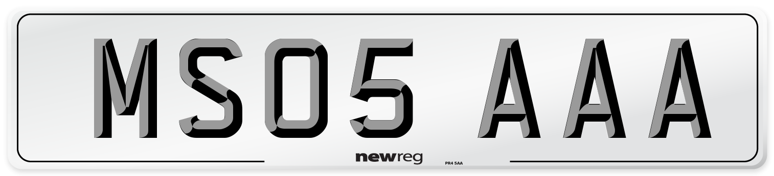 MS05 AAA Number Plate from New Reg